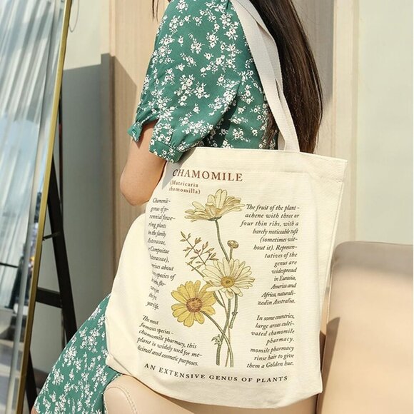 BROADREAM Canvas Tote Bag Aesthetic, Zippered Shoulder Bag with Interior Pocket - Picture 4 of 7
